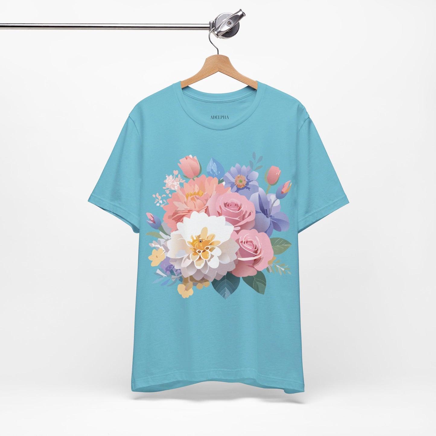 T-shirt en coton naturel avec fleurs