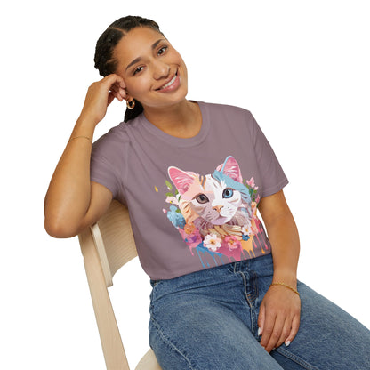 Cat Shirt Unisex Softstyle Tee 100 Percent Ring Spun Cotton Kitten Tee