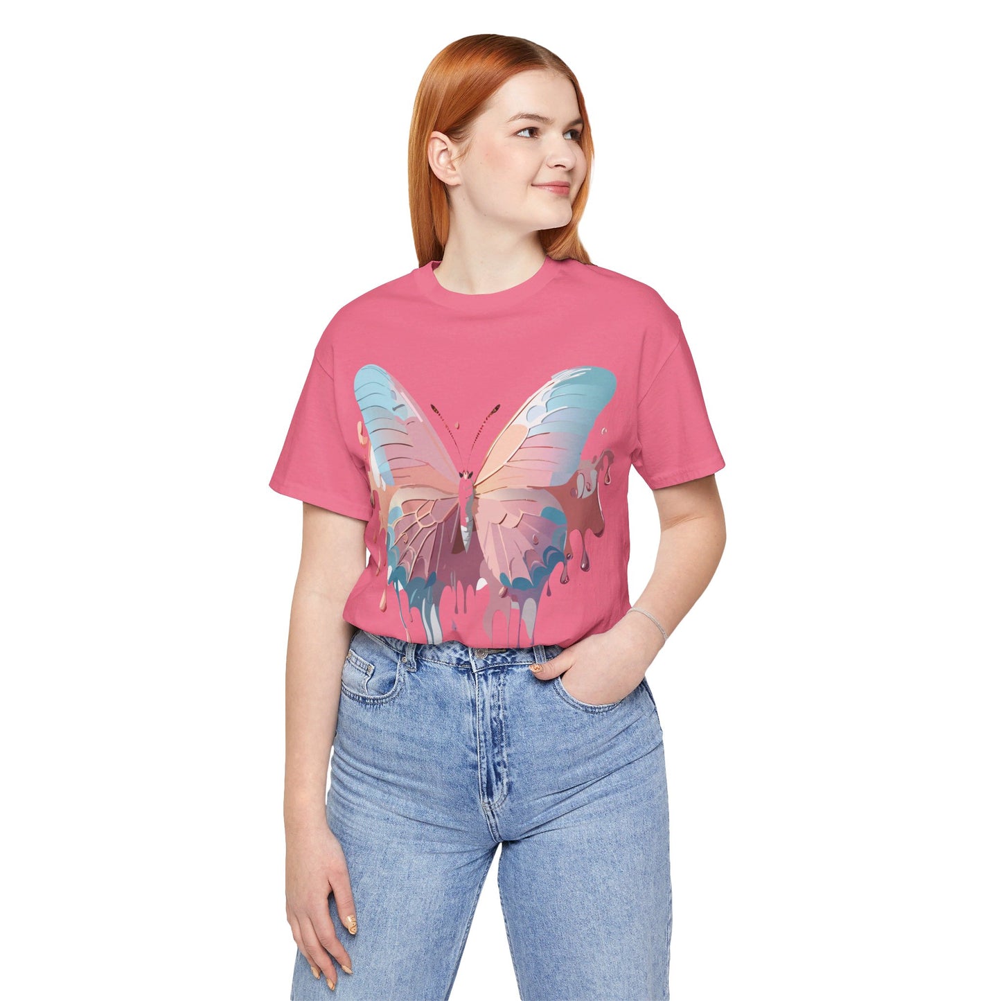 T-Shirt aus natürlicher Baumwolle mit Schmetterling