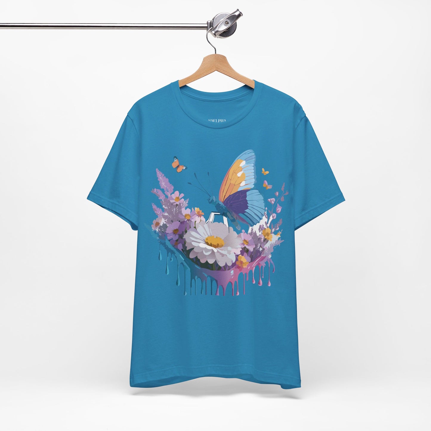 Natural Cotton Tee Shirt with Butterfly