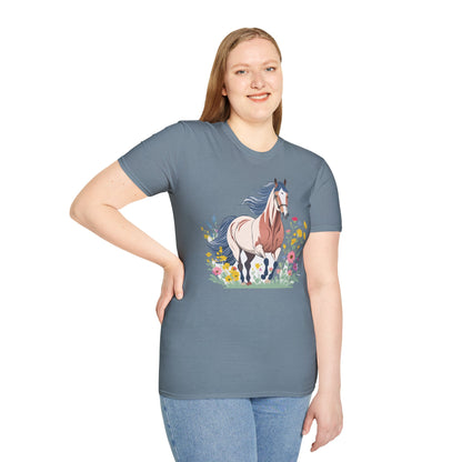 Unisex Horse Tee Softstyle Cotton Shirt With Animals Design Graphic