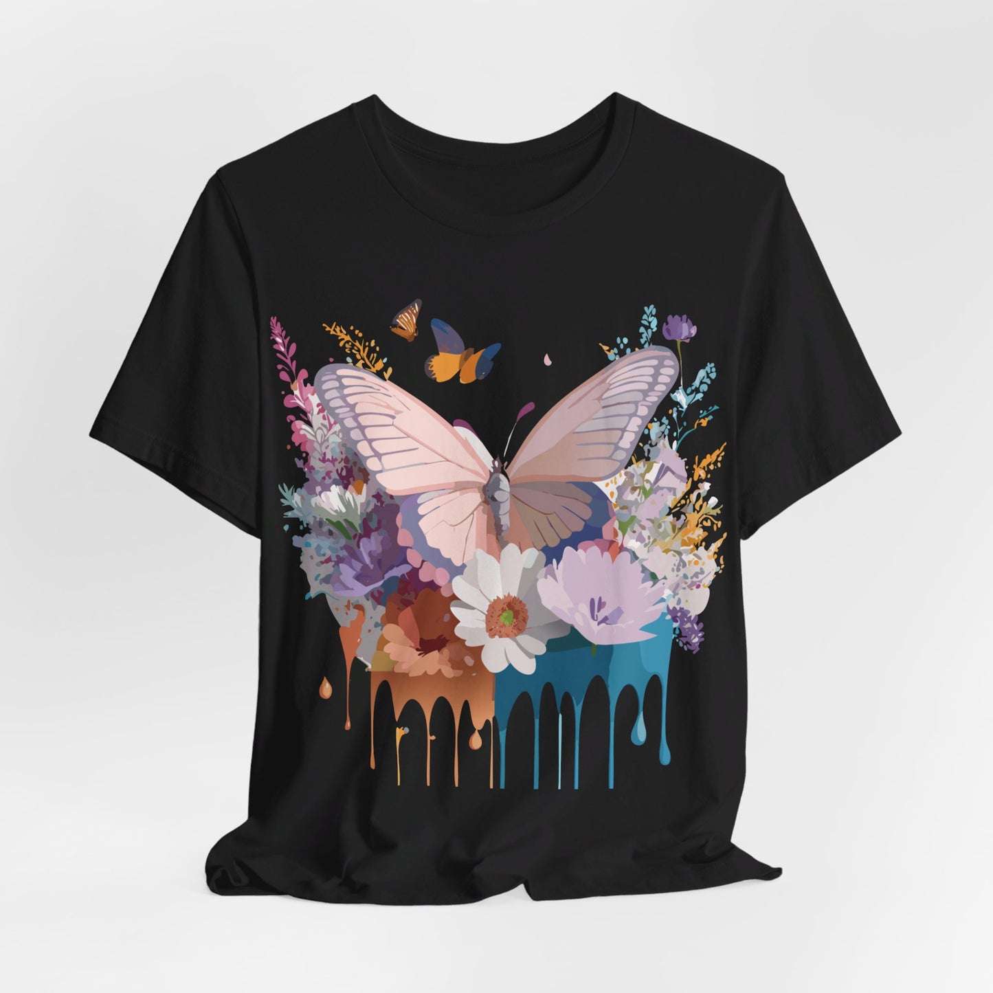 Natural Cotton Tee Shirt with Butterfly