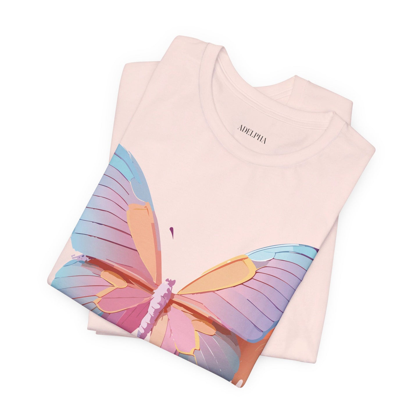 Natural Cotton Tee Shirt with Butterfly