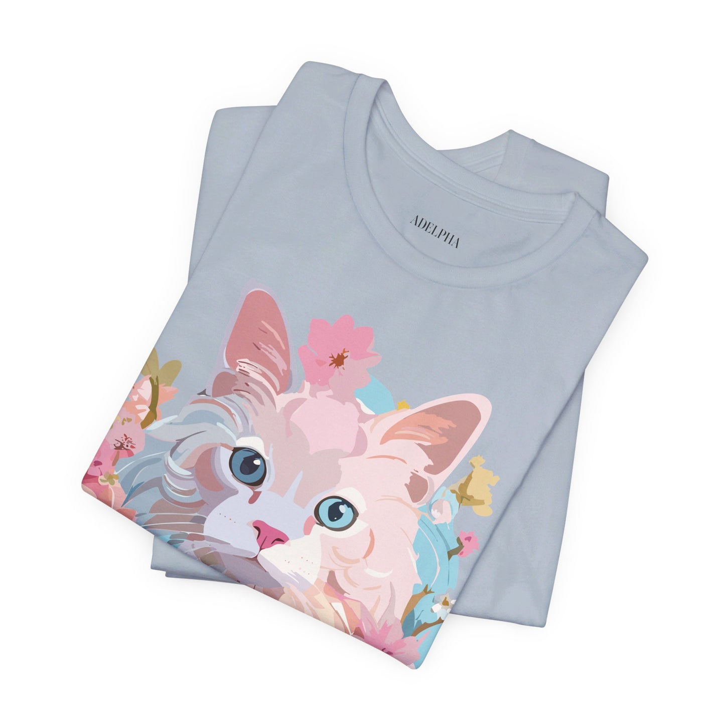 Natural Cotton Tee Shirt with Cat