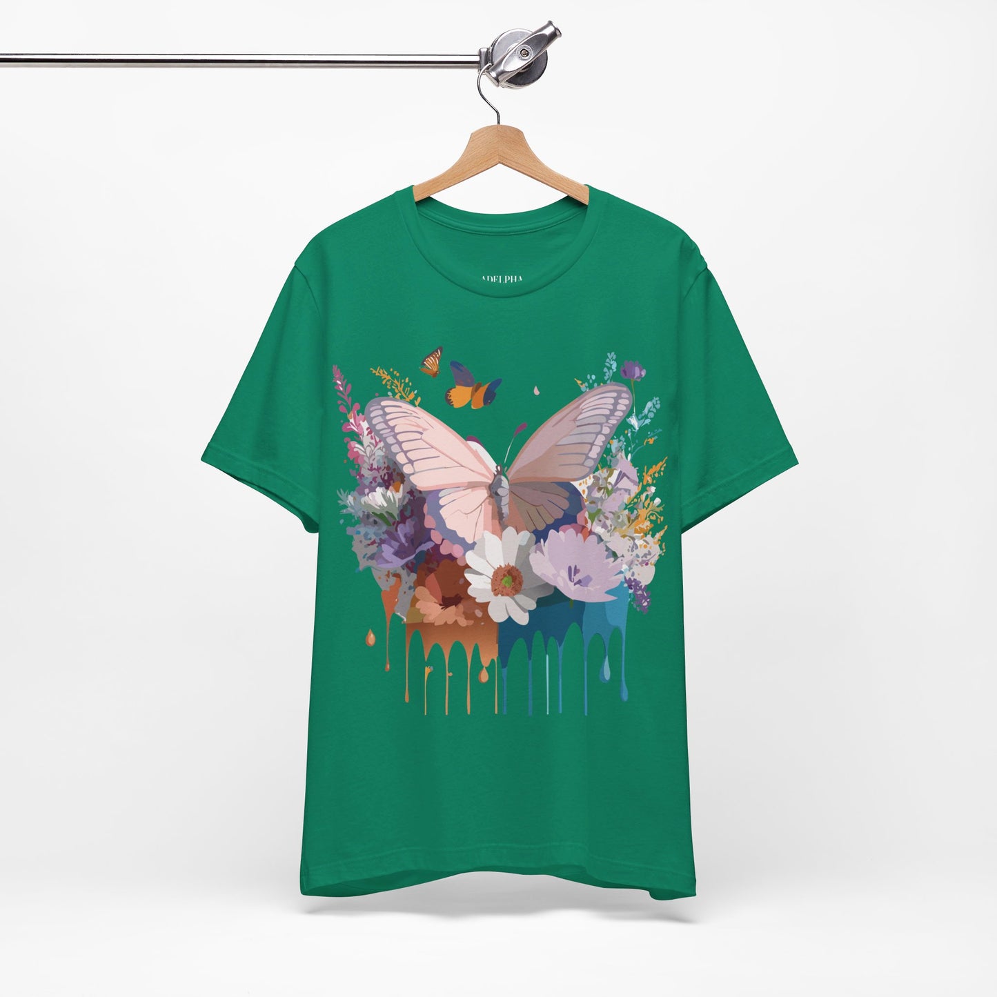 Natural Cotton Tee Shirt with Butterfly