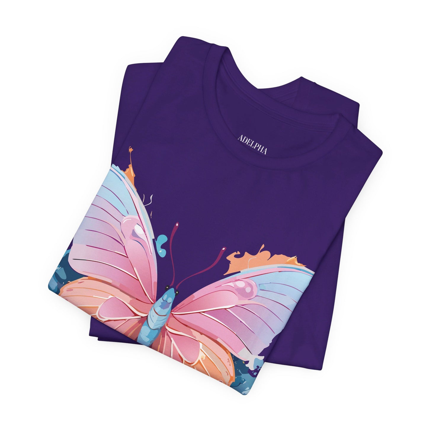 Natural Cotton Tee Shirt with Butterfly