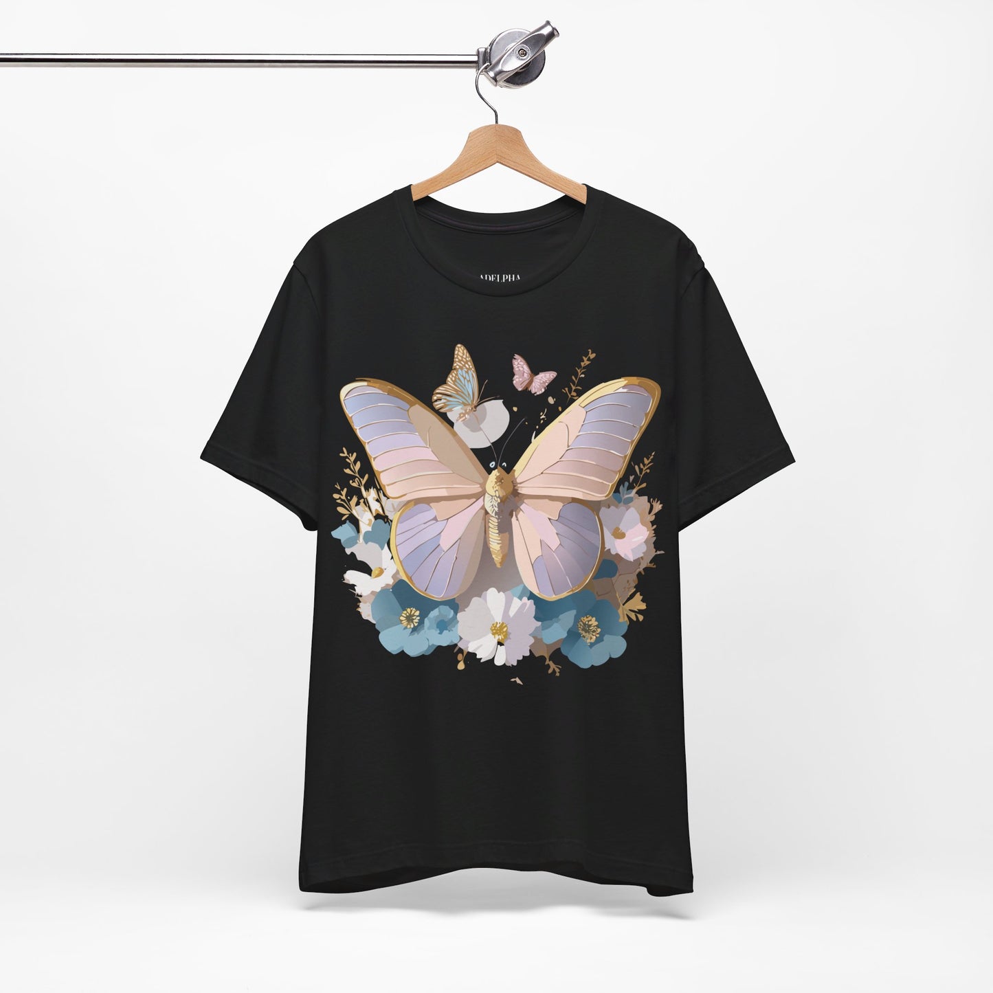 Natural Cotton Tee Shirt with Butterfly