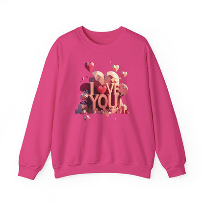 Unisex Heart Love Sweatshirt Floral Valentines Day Cotton Poly Fifty Fifty Blend