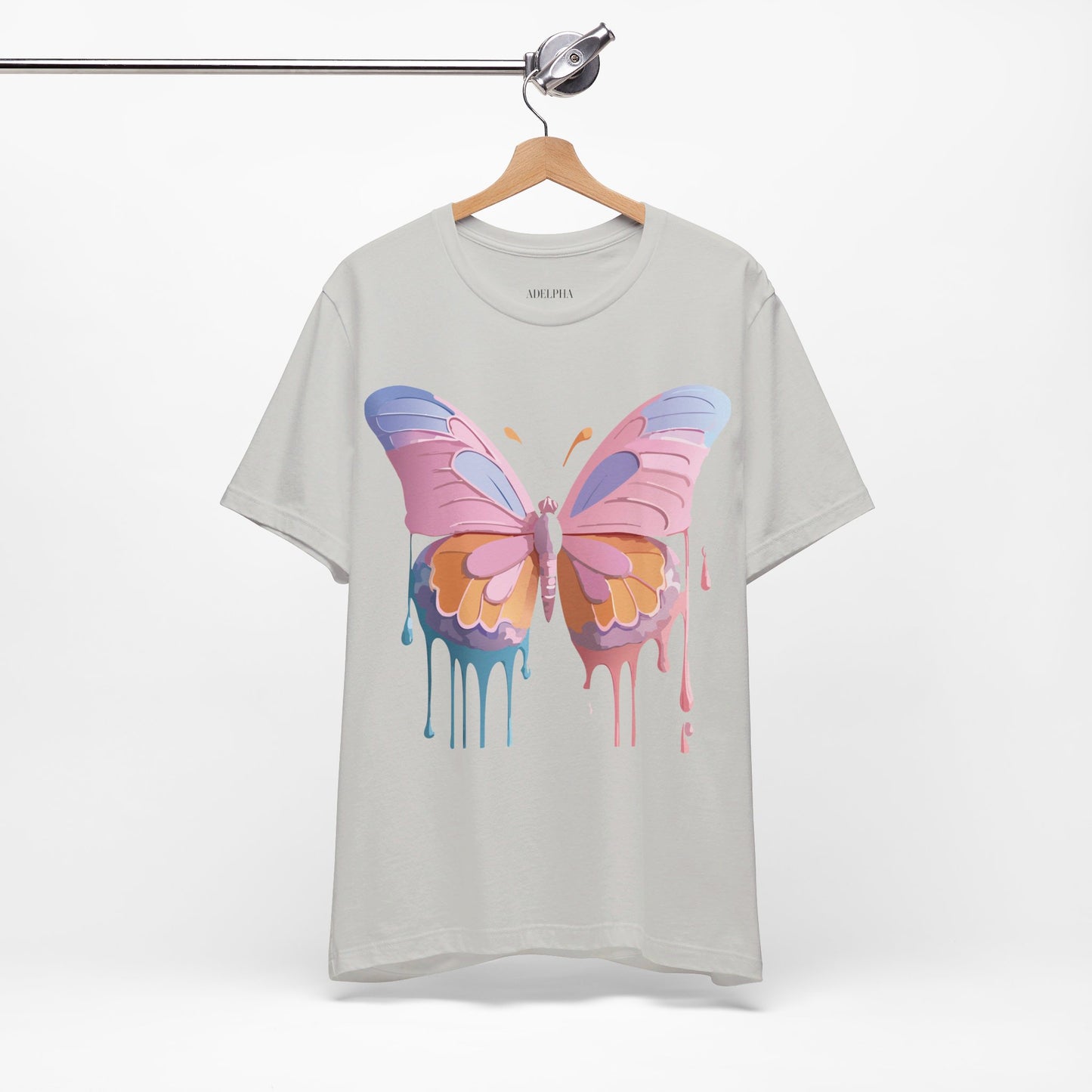 Natural Cotton Tee Shirt with Butterfly