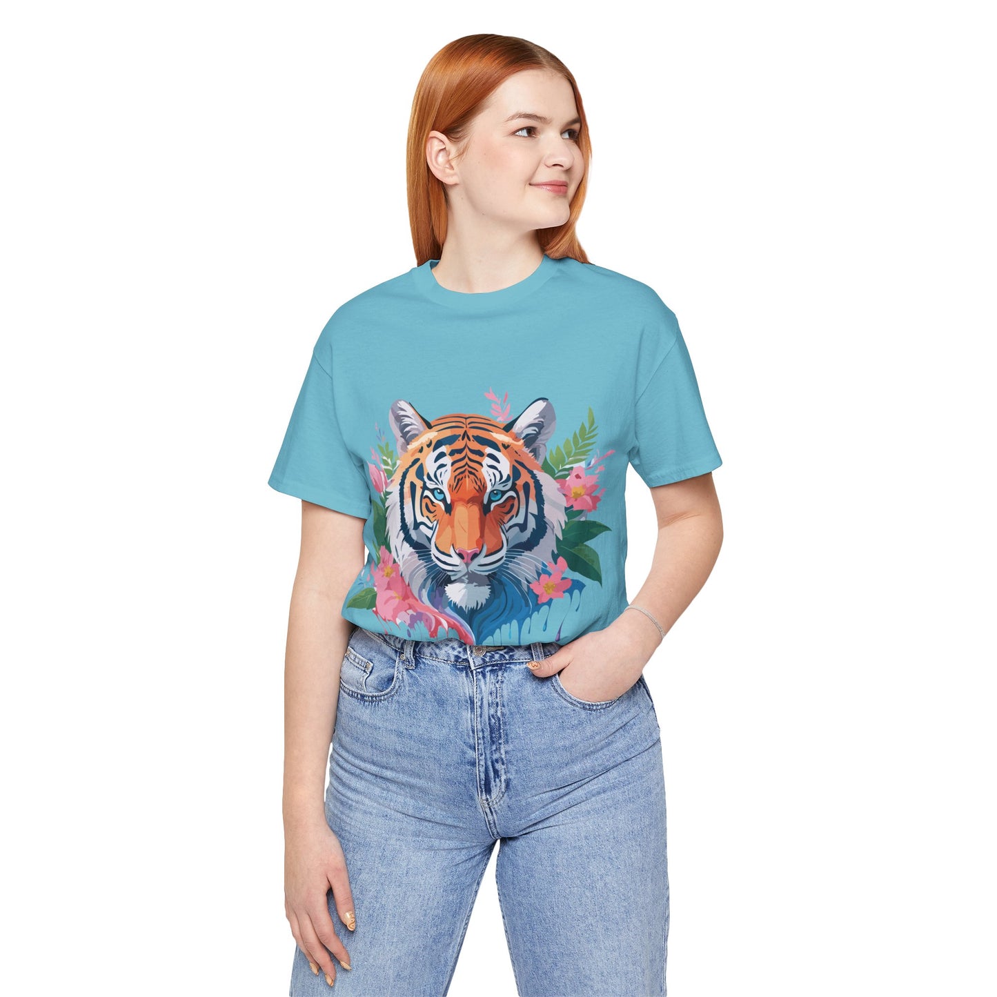 Natural Cotton Tee Shirt with Tiger