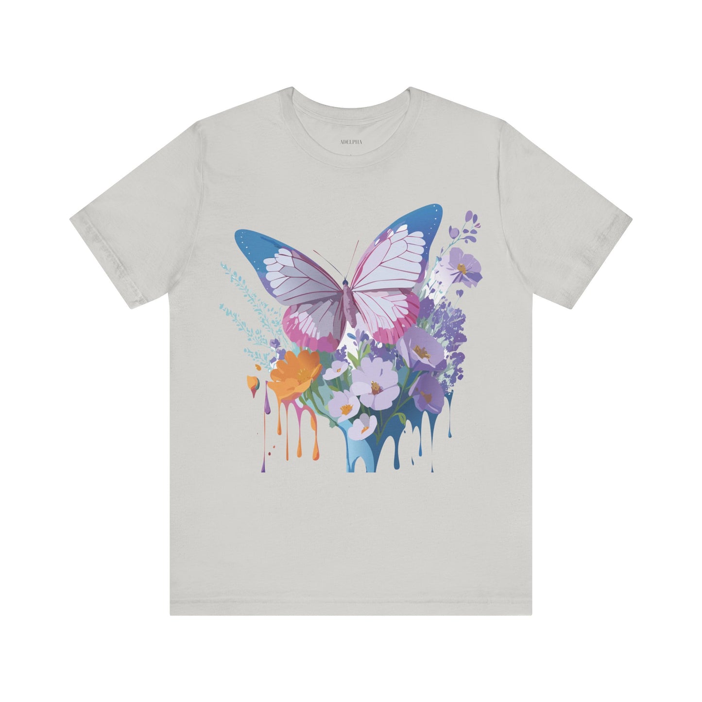 Natural Cotton Tee Shirt with Butterfly