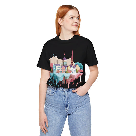 Natural Cotton Tee Shirt - Beautiful Places Collection - Warnemünde and Rostock - Germany Printify