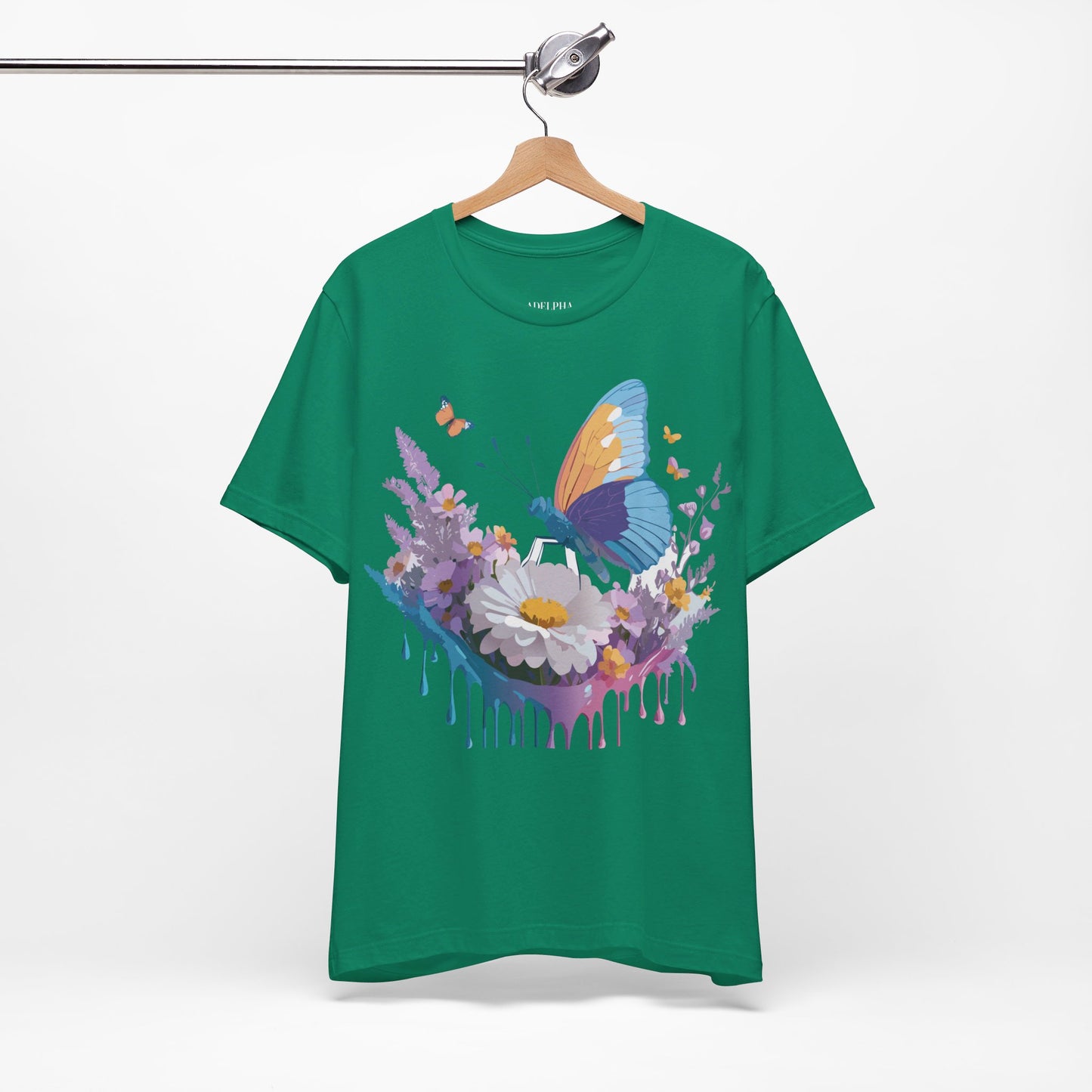 Natural Cotton Tee Shirt with Butterfly