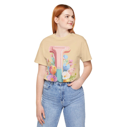Natural Cotton Tee Shirt - Letters Collection - I Printify