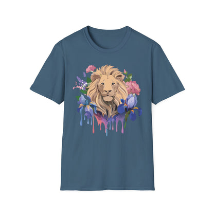 Unisex Softstyle Lion Shirt Floral Lion Tee Animal Print Graphic Tee