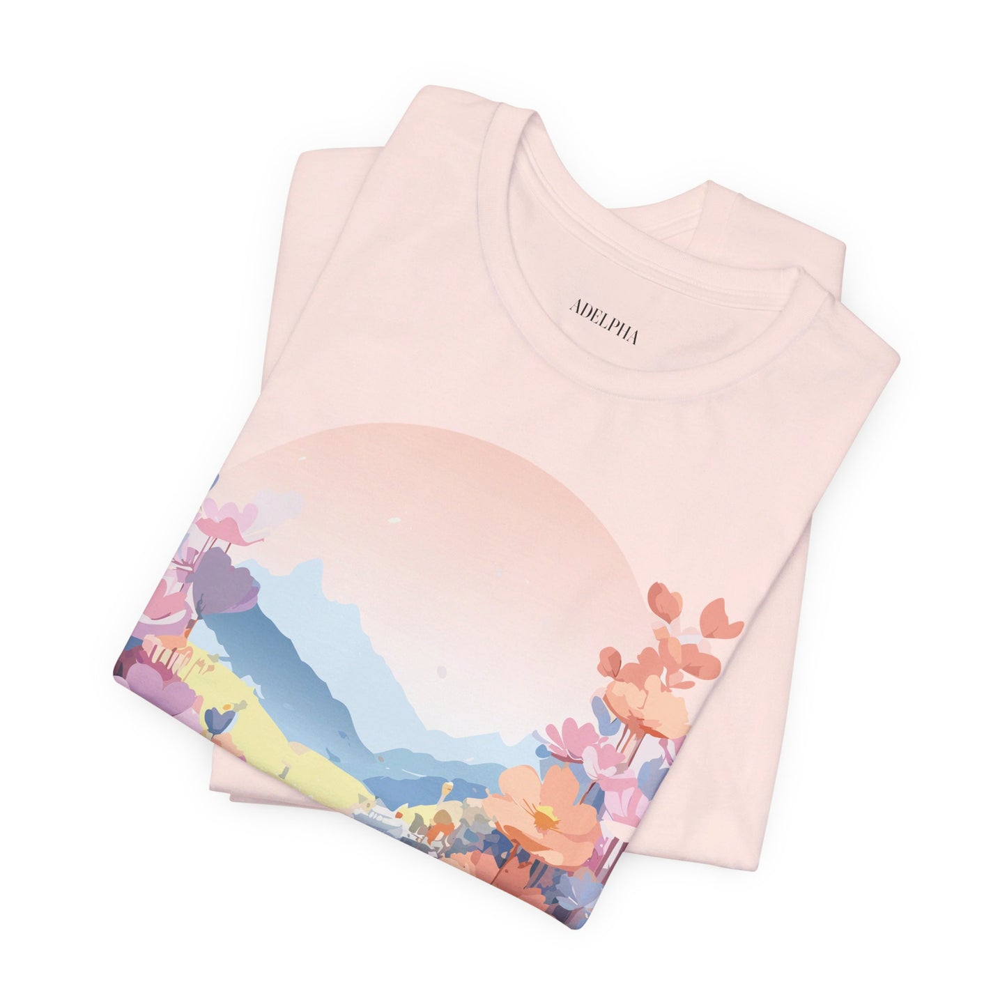 T-shirt en coton naturel avec fleurs