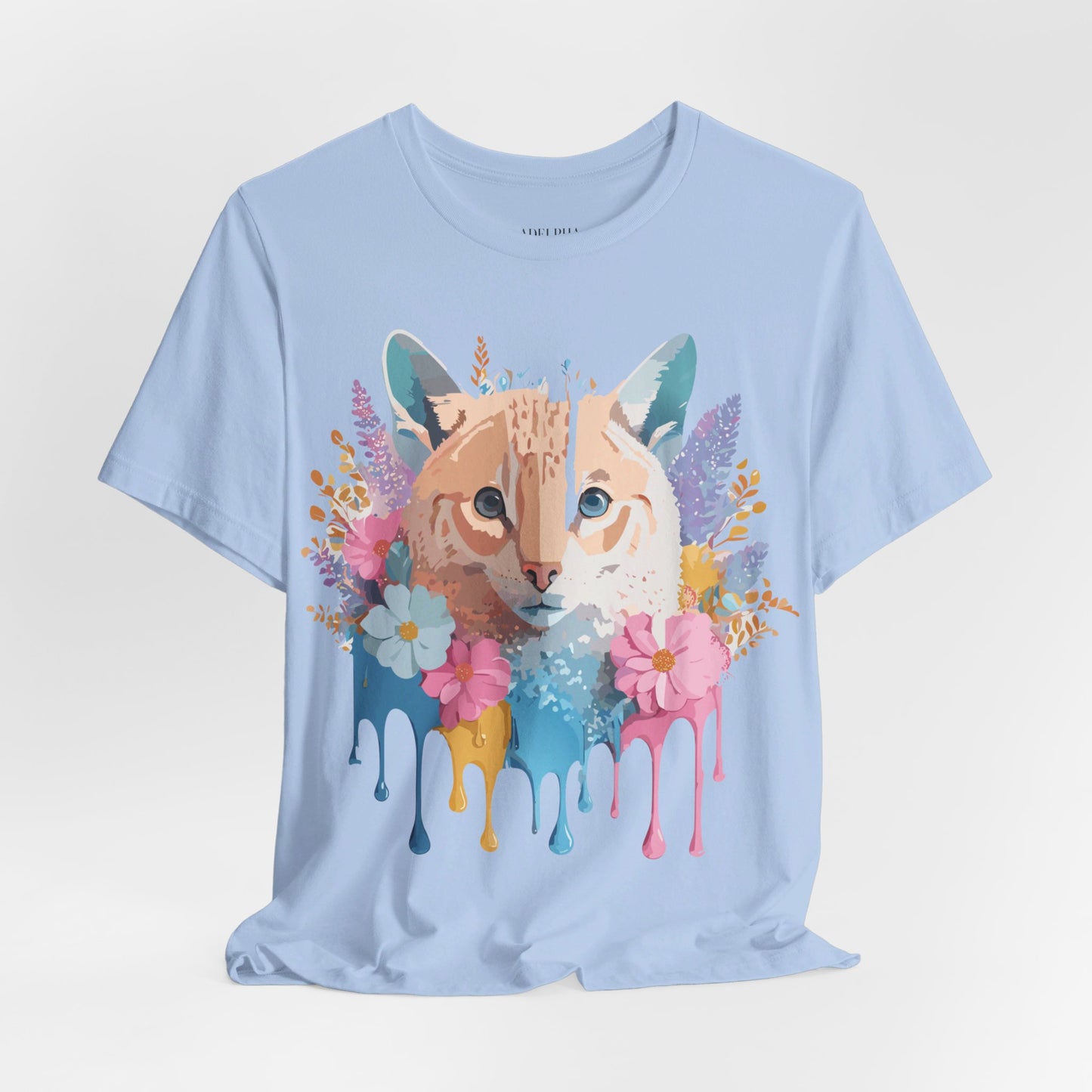 Natural Cotton Tee Shirt with Cat