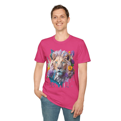 Unisex Lion Shirt Floral Lion Tee Animal Print Tee Gildan 64000