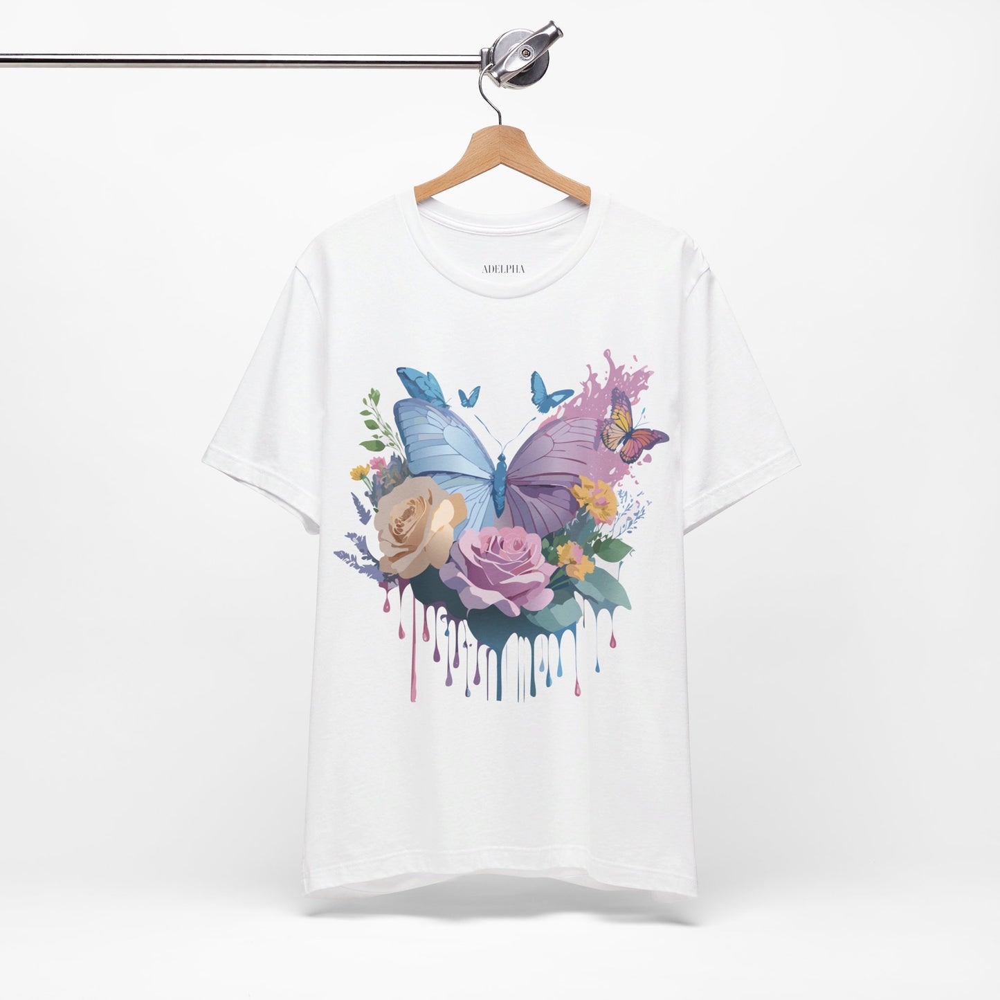 Natural Cotton Tee Shirt with Butterfly