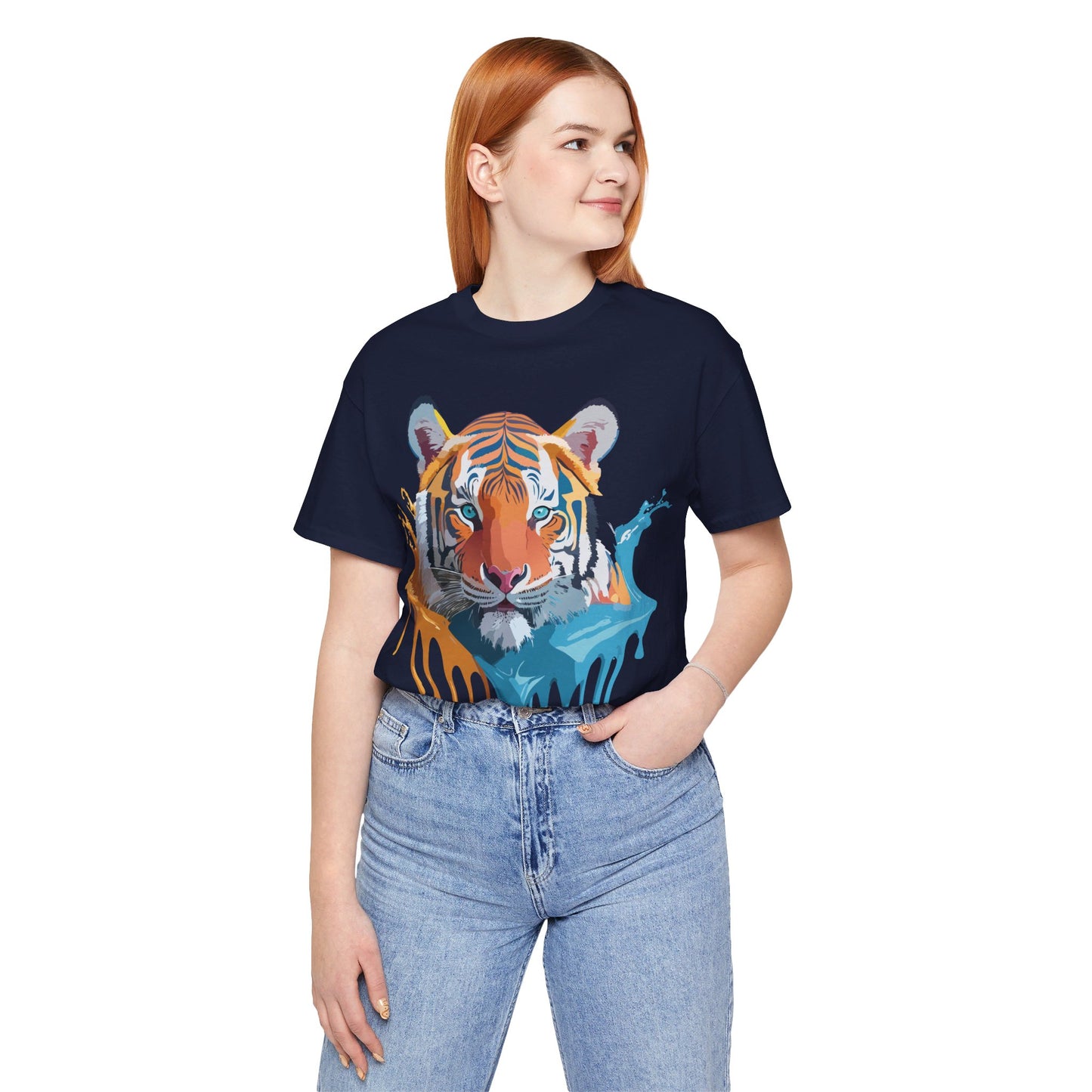 Natural Cotton Tee Shirt with Tiger