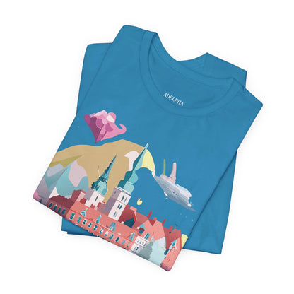 Natural Cotton Tee Shirt - Beautiful Places Collection - Warnemünde and Rostock - Germany Printify