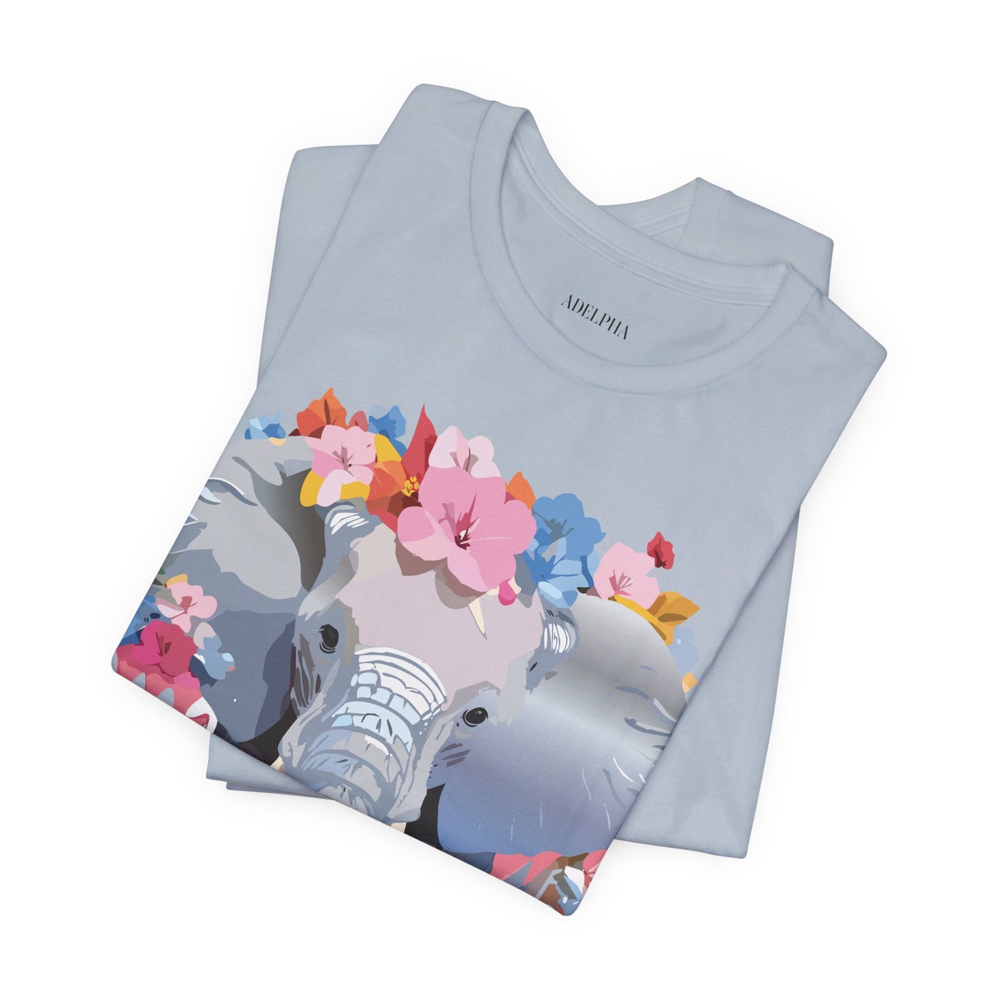 T-shirt en coton naturel avec motif éléphant