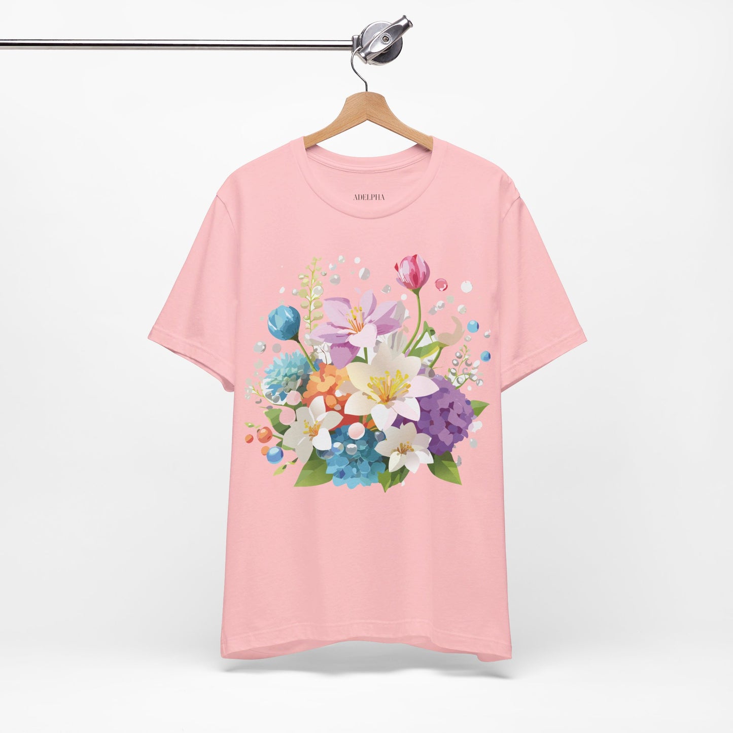 Natural Cotton Tee Shirt with Flowers