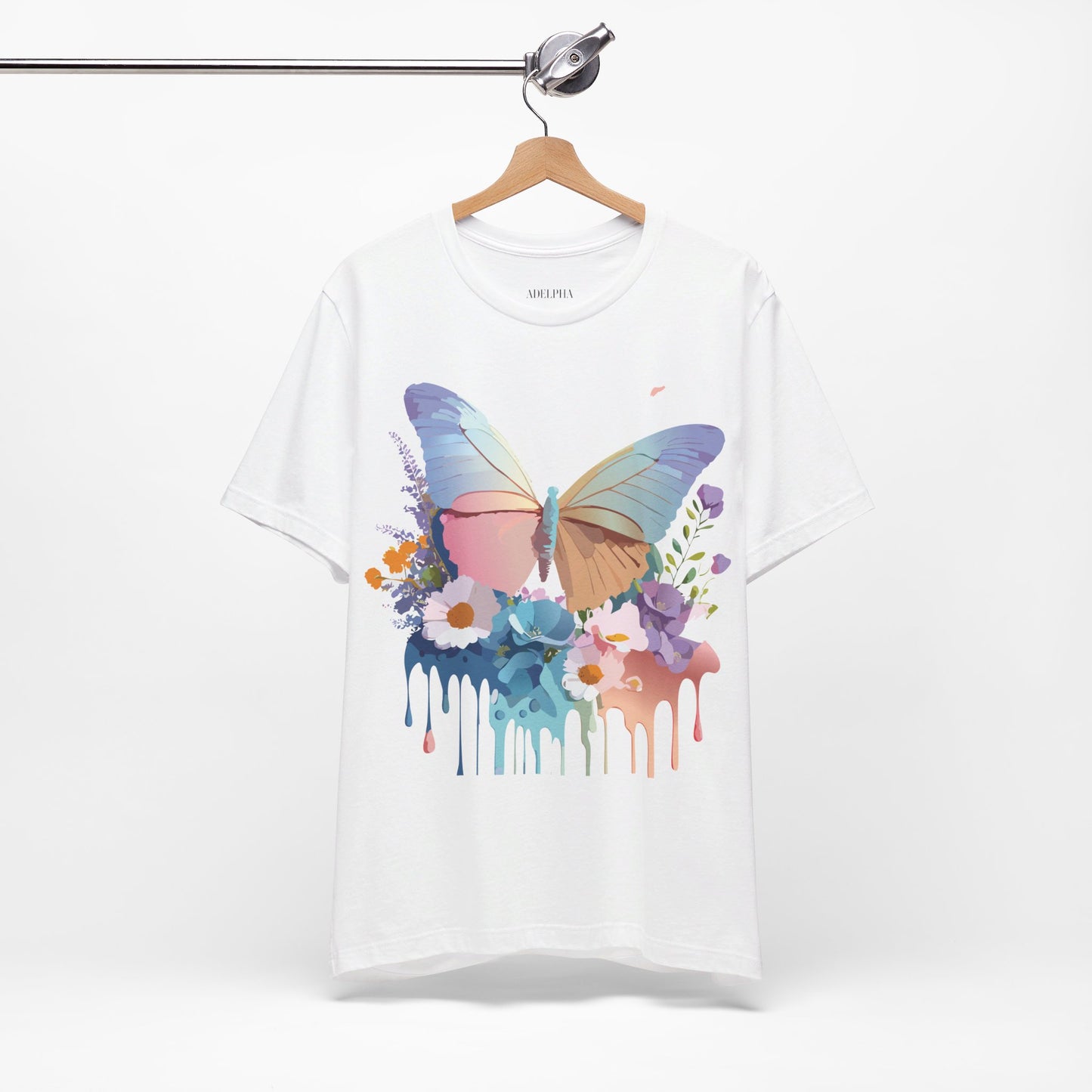 Natural Cotton Tee Shirt with Butterfly