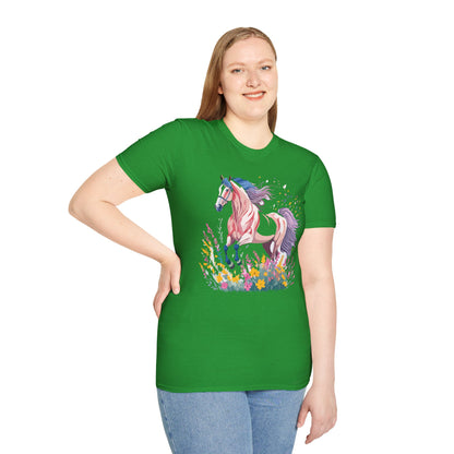 Horse Shirt Unisex Tee Animal Print Gildan Softstyle 64000 Ring Spun Cotton