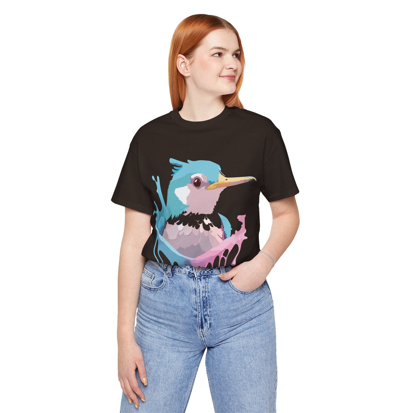 Natural Cotton Tee Shirt with Bird