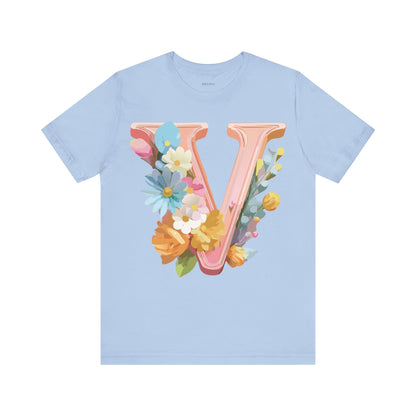 Natural Cotton Tee Shirt - Letters Collection - V Printify