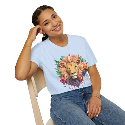Lion Shirt Unisex Softstyle Tee 100 Percent Ring Spun Cotton Animal Print