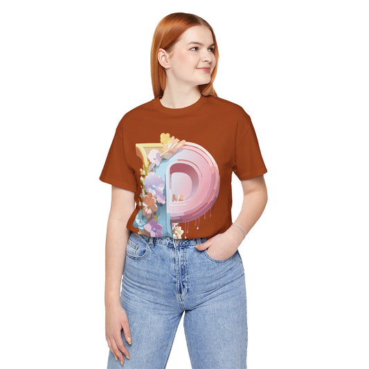 Natural Cotton Tee Shirt - Letters Collection - P Printify