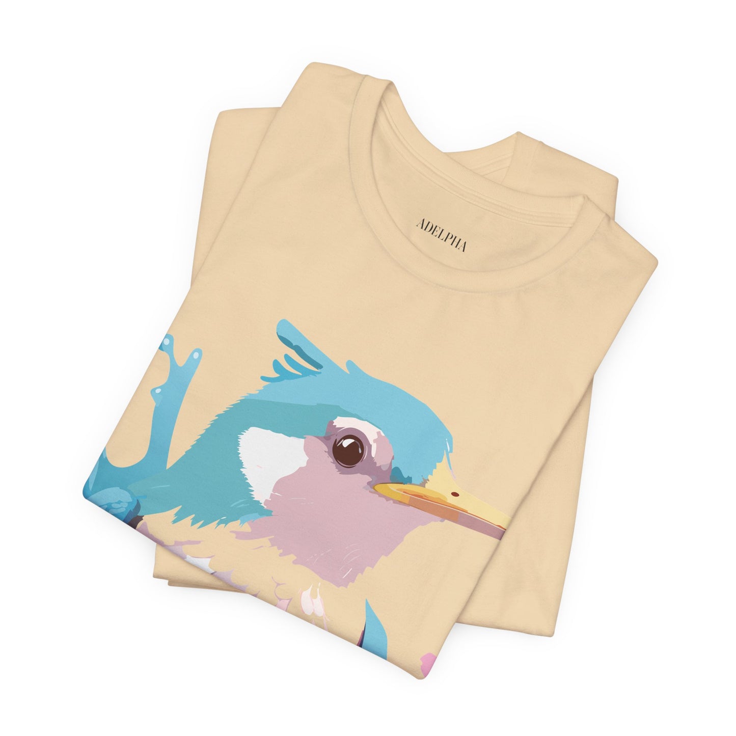 Natural Cotton Tee Shirt with Bird