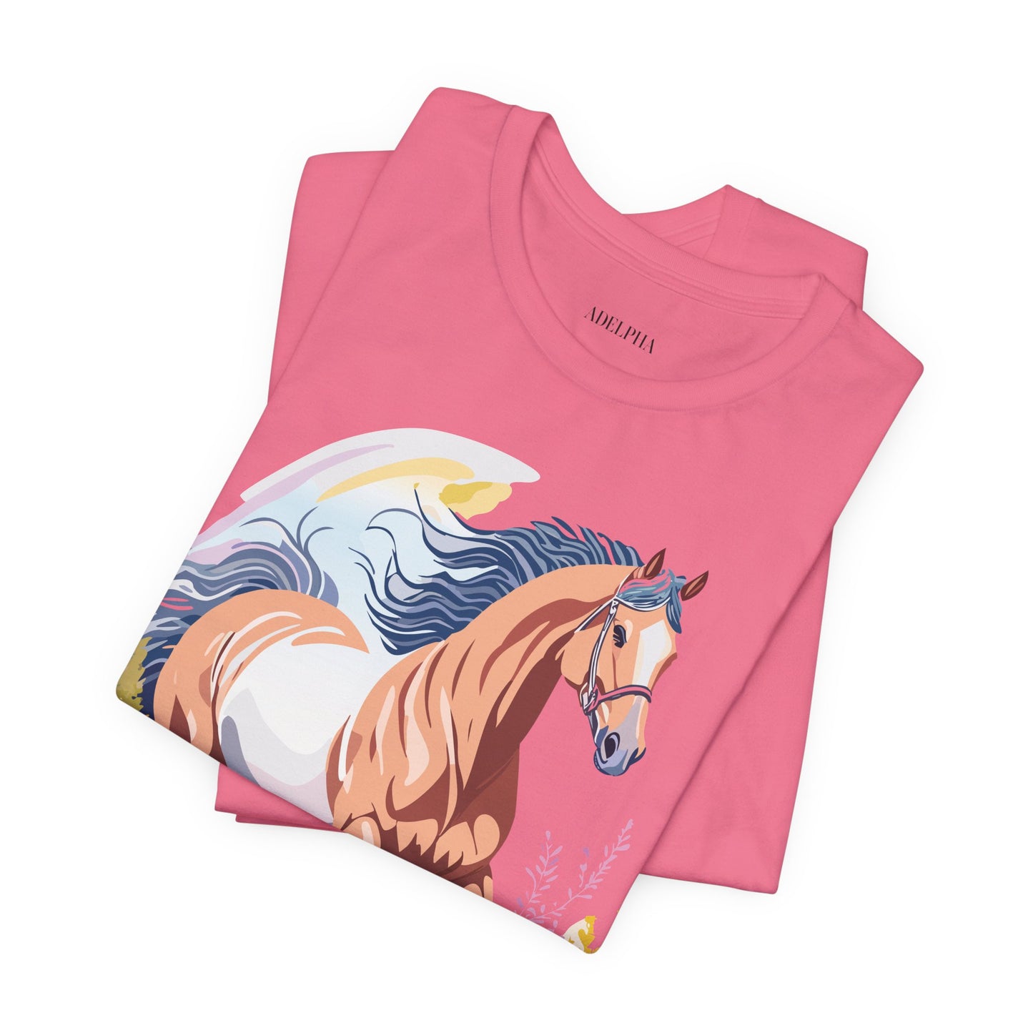 Natural Cotton Tee Shirt with Horse