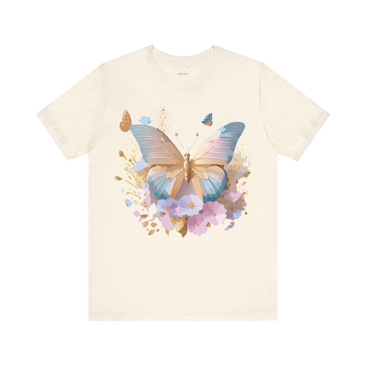 Natural Cotton Tee Shirt with Butterfly