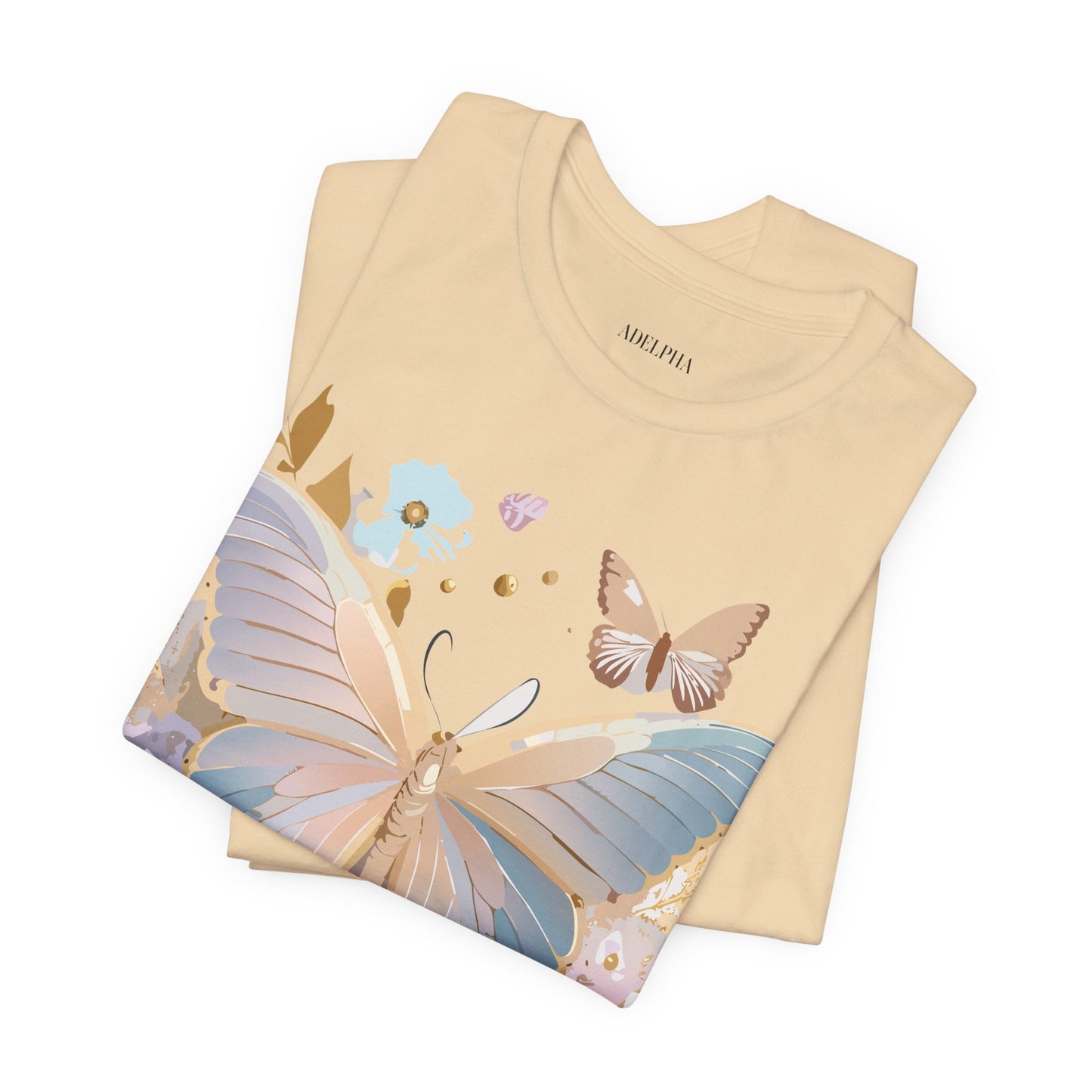 Natural Cotton Tee Shirt with Butterfly