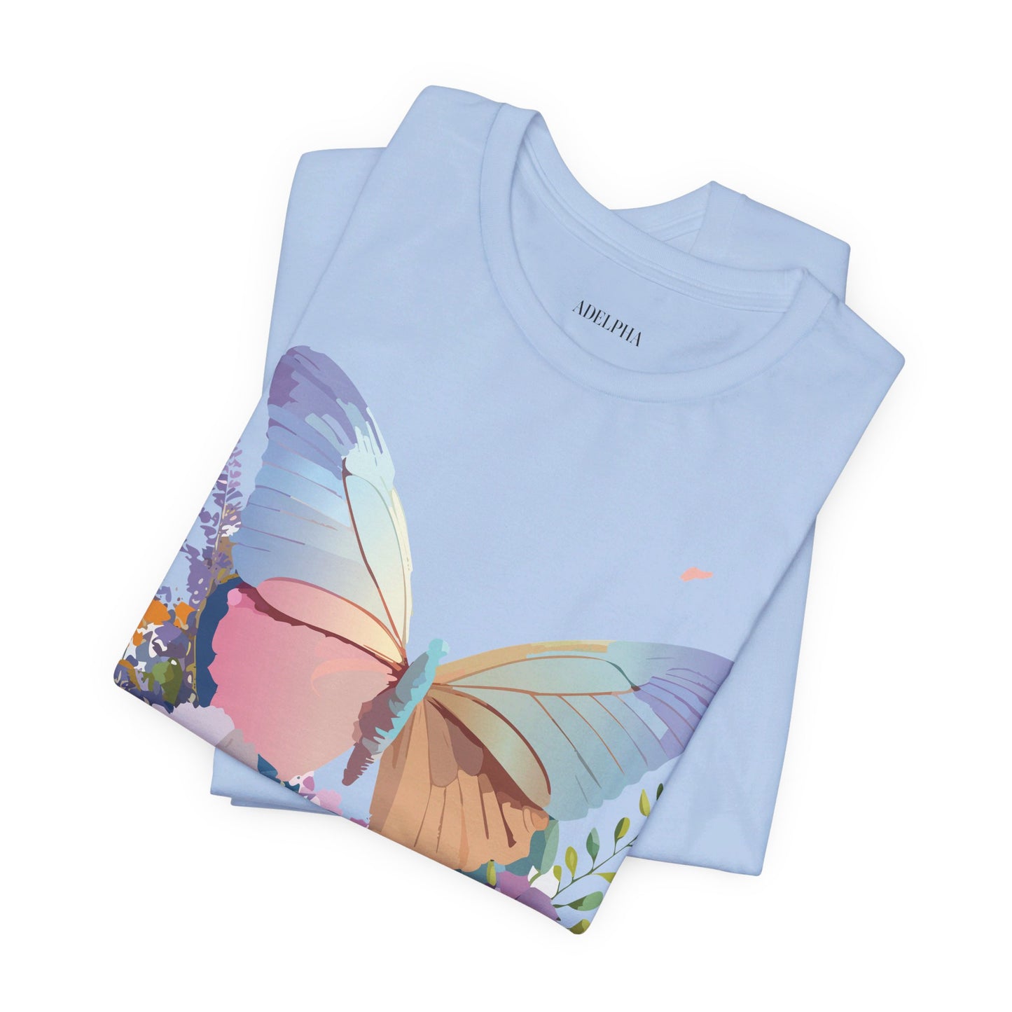 Natural Cotton Tee Shirt with Butterfly