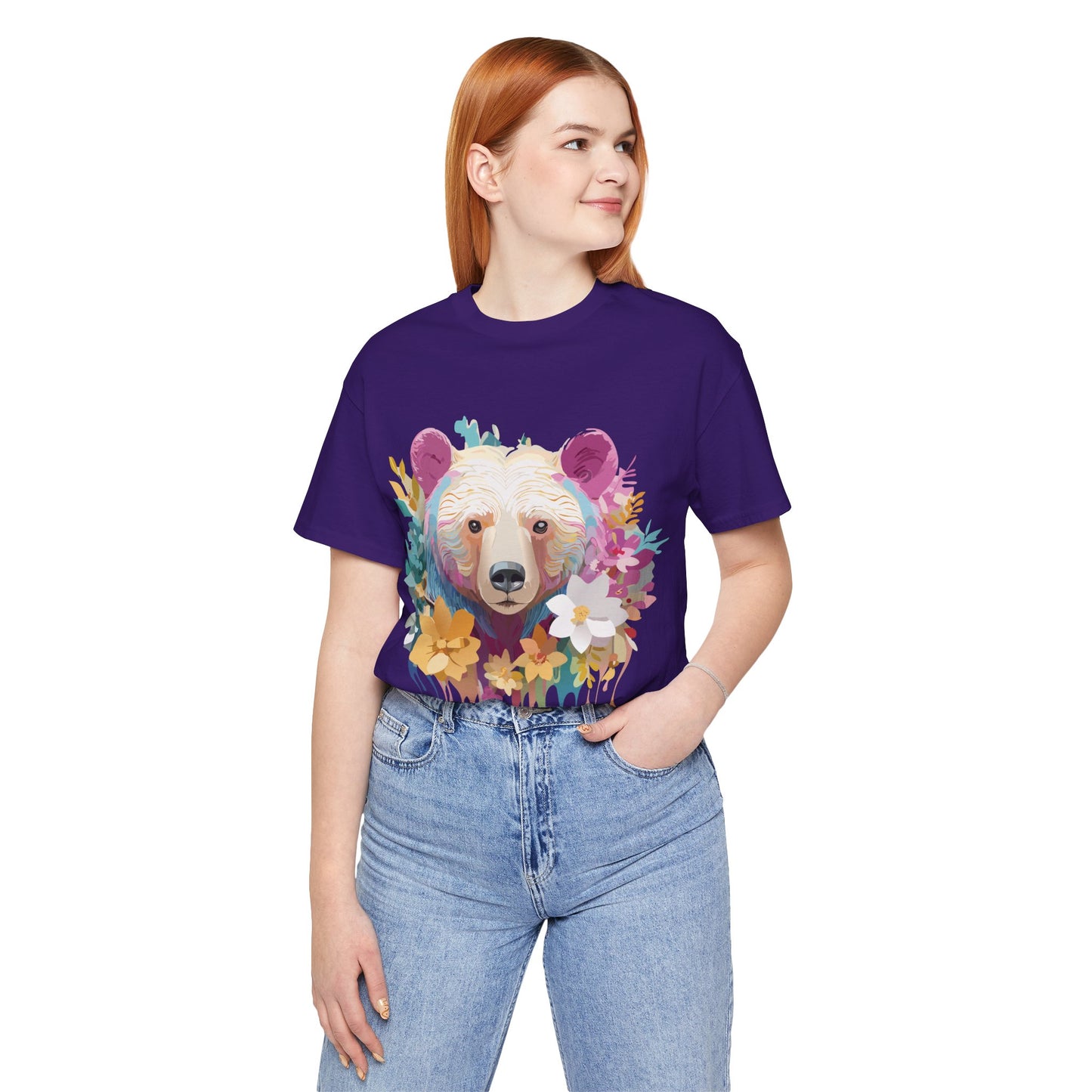 Natural Cotton Tee Shirt with Bear