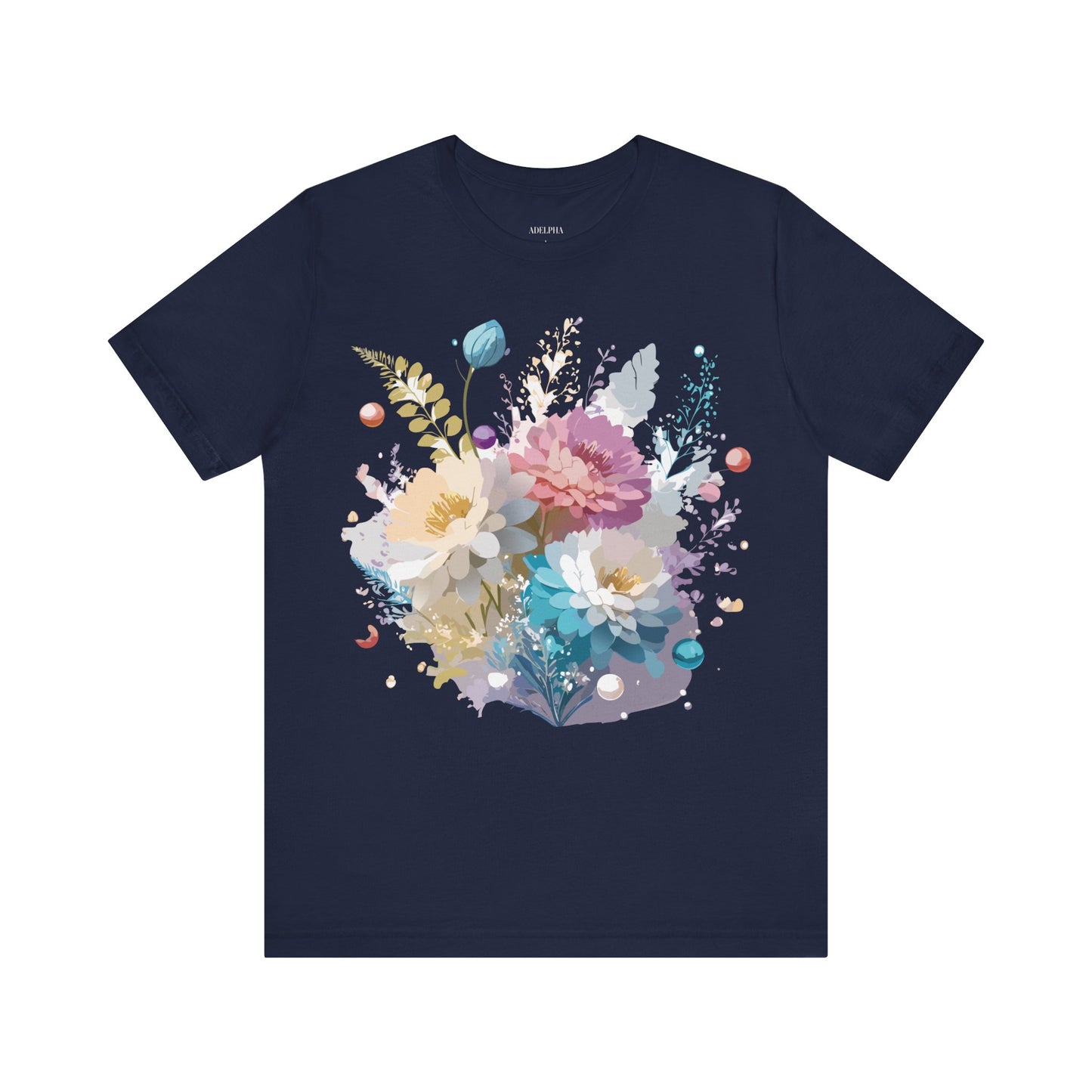 Natural Cotton Tee Shirt with Flowers