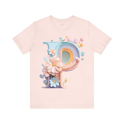 Natural Cotton Tee Shirt - Letters Collection - P Printify