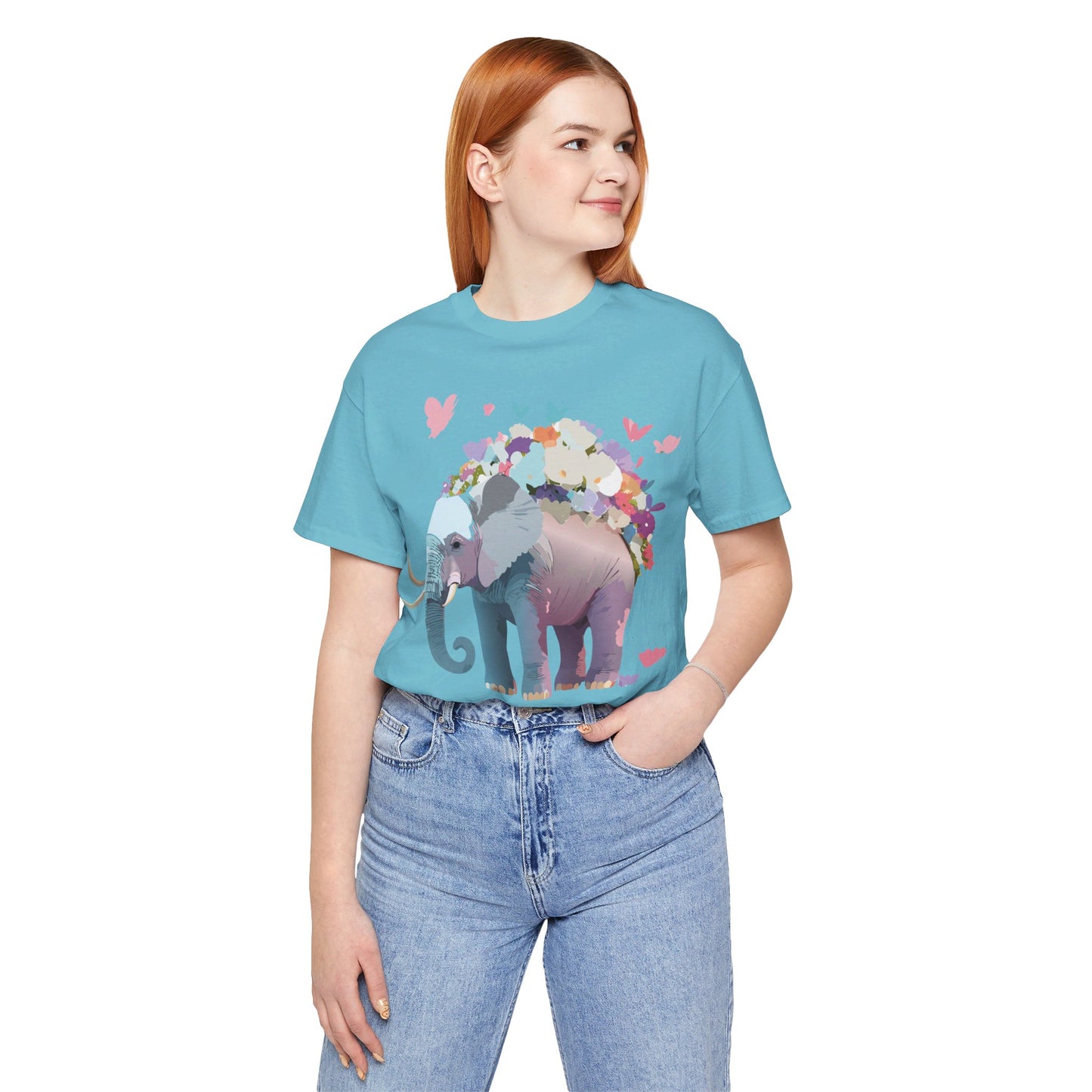 T-shirt en coton naturel avec motif éléphant