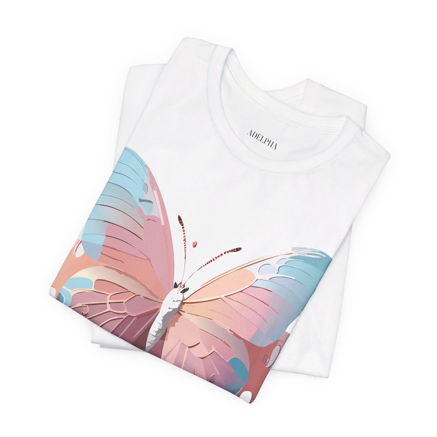 Natural Cotton Tee Shirt with Butterfly