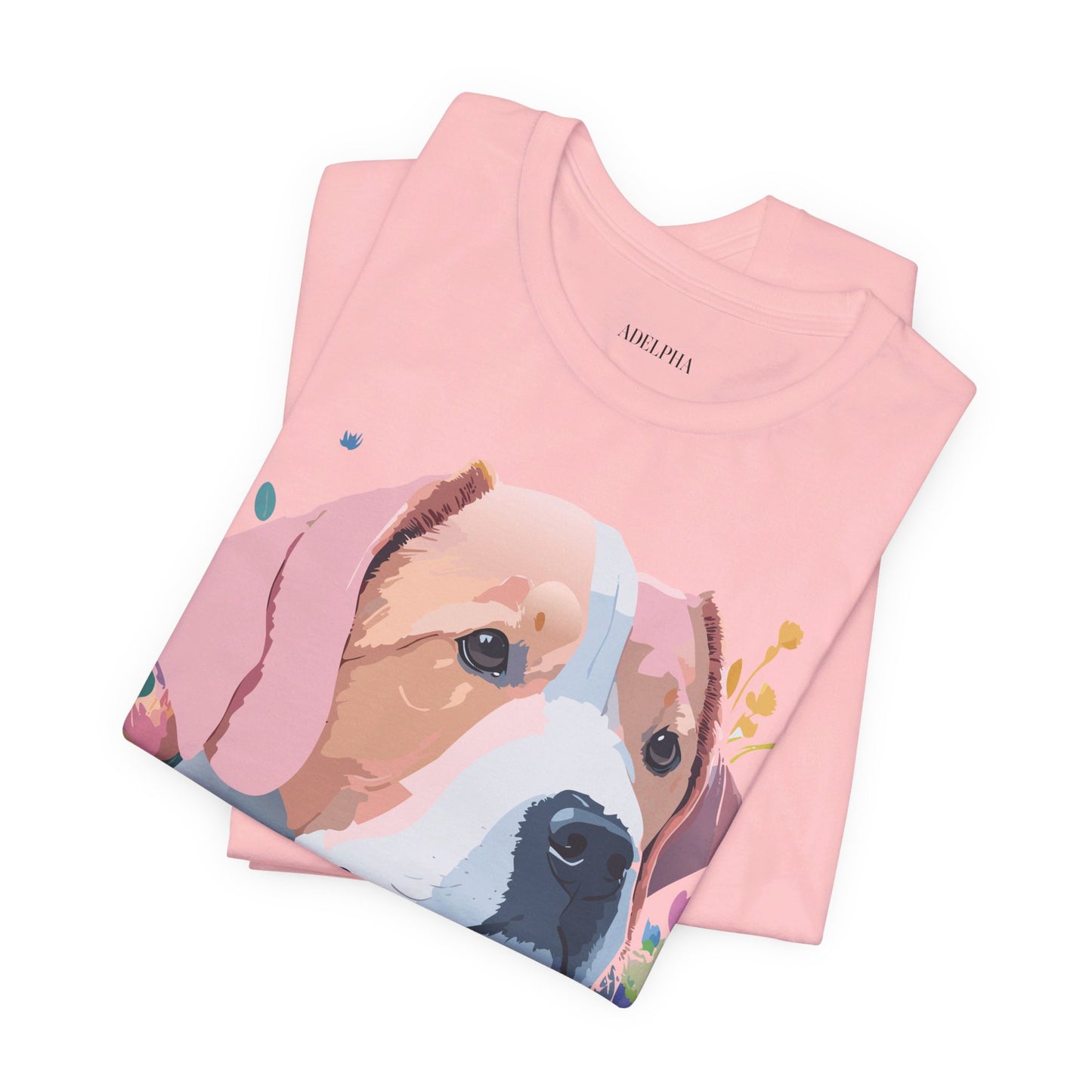 Natural Cotton Tee Shirt with Dog