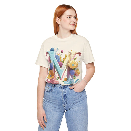 Natural Cotton Tee Shirt - Letters Collection - M Printify