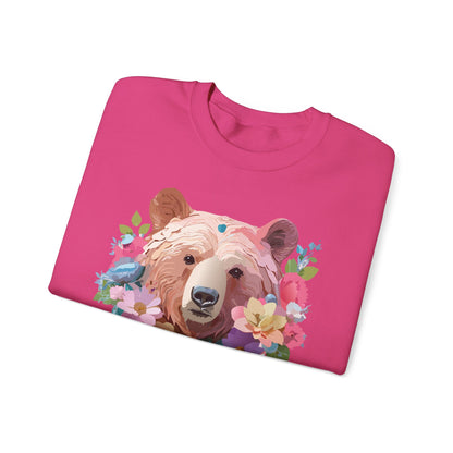 Unisex Floral Bear Sweatshirt Art Design Animals Print Gildan 18000