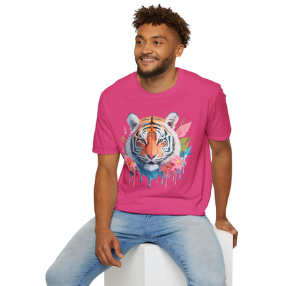 Tiger Print Unisex Softstyle T Shirt Short Sleeve Gildan 64000 Tee
