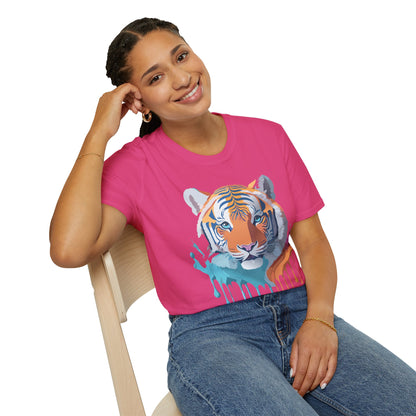 Tiger Print Shirt Unisex Softstyle Tee 100 Percent Ring Spun Cotton