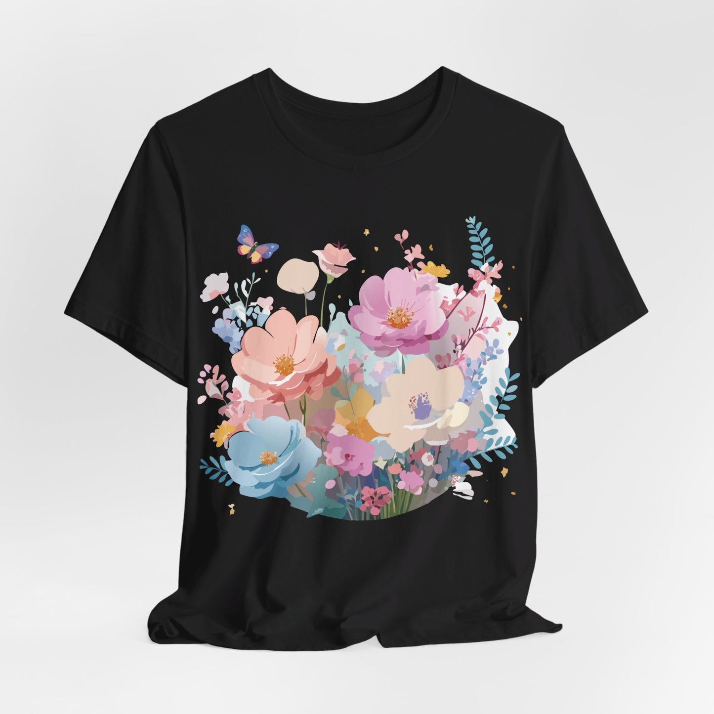 T-shirt en coton naturel avec fleurs