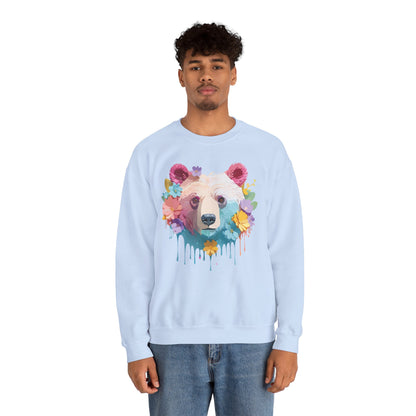 Unisex Floral Bear Sweatshirt Gildan 18000 Art Design Animals